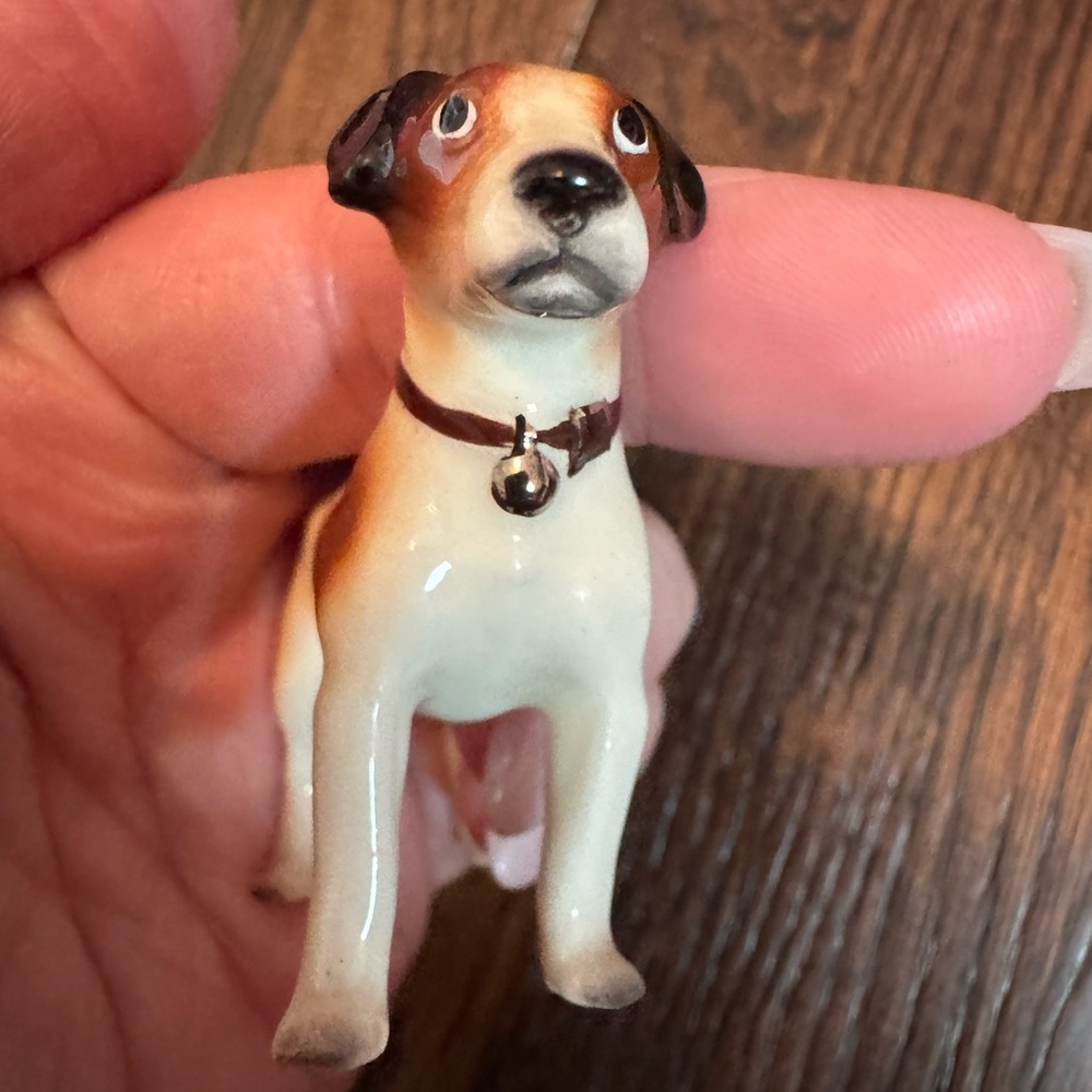 Vintage Ceramic Jack Russell Terrier Figurine - White & Brown with Leash - Picture 6 of 14